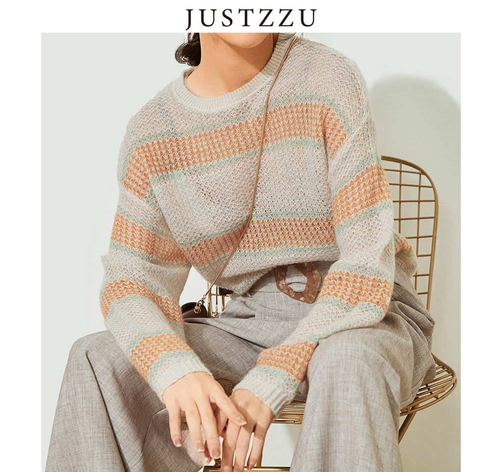 JUSTZZU Women Knitted Sweater