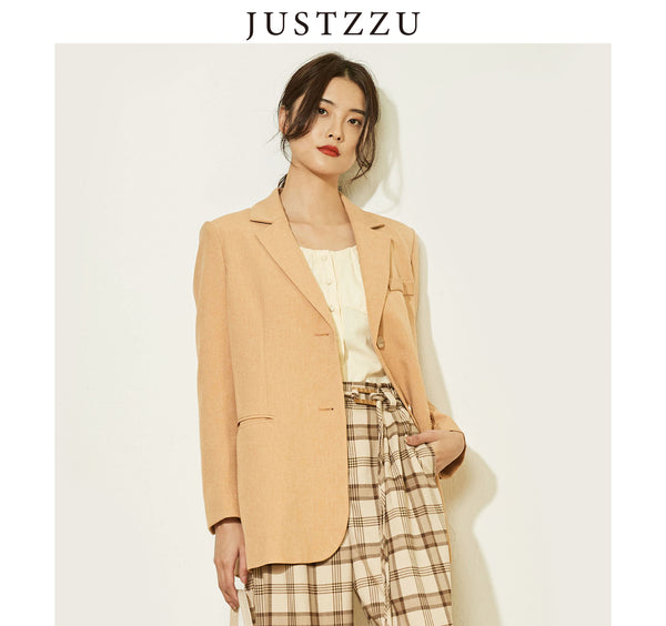 JUSTZZU Women Blazer Work Suit
