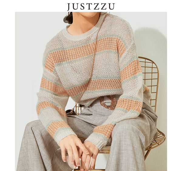 JUSTZZU Women Knitted Sweater