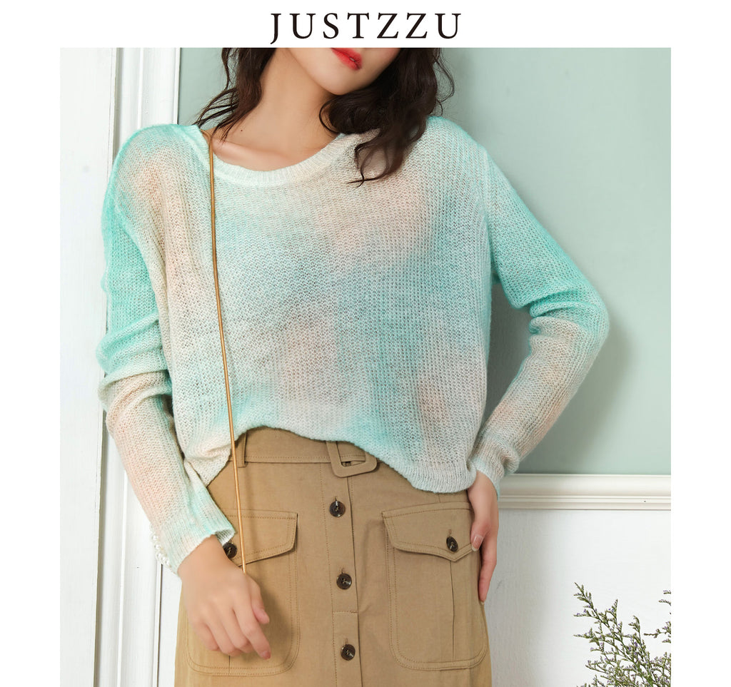 JUSTZZU Contrast Color Knitted Sweater