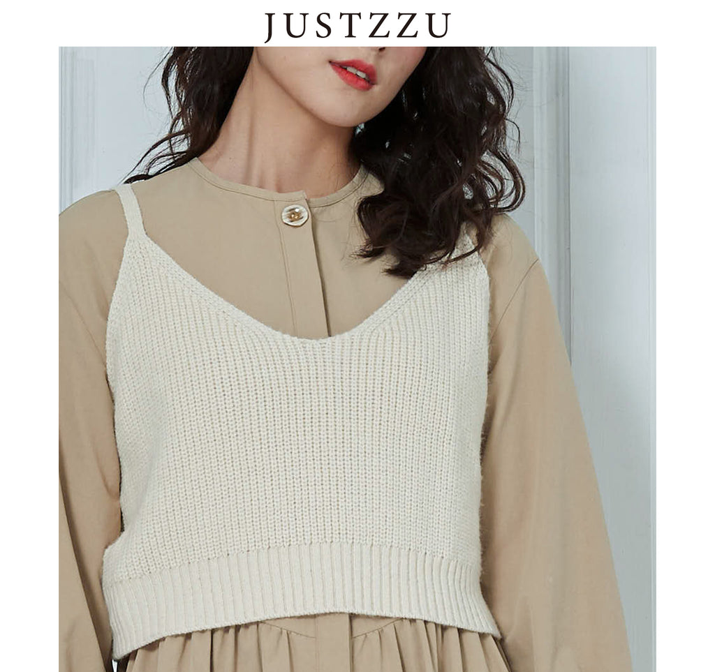 JUSTZZU  Knitted Slip Sweater Jumper